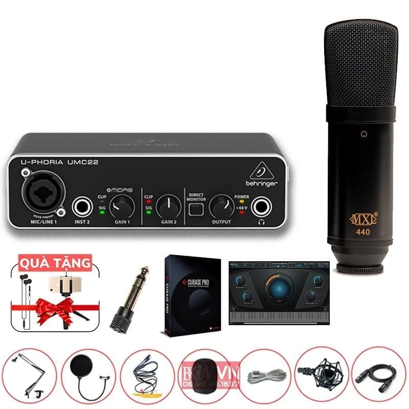 Combo thu âm Behringer UMC22 micro MXL 440