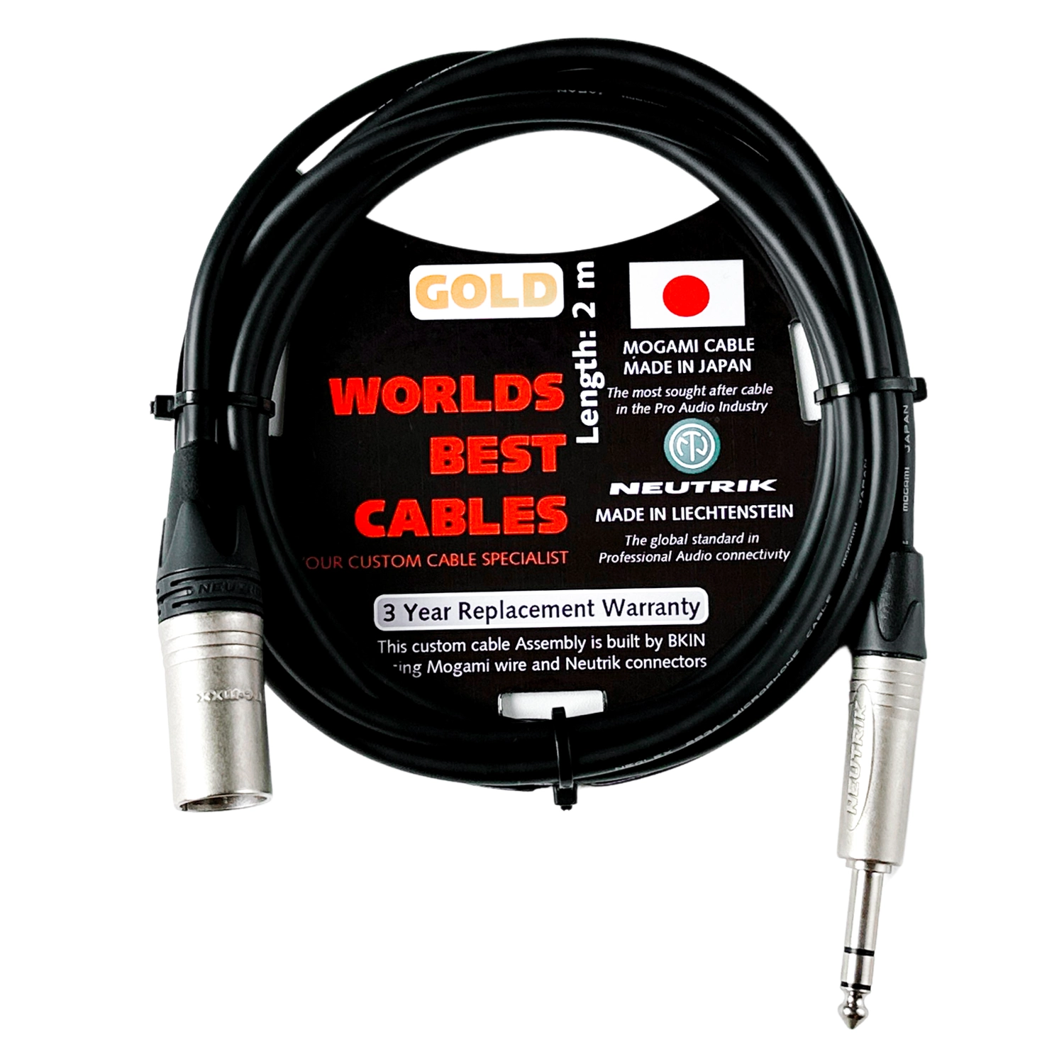 Dây Mogami 2534 Neutrik XLR Male-6ly Stereo 1/4 TRS 2 Mét