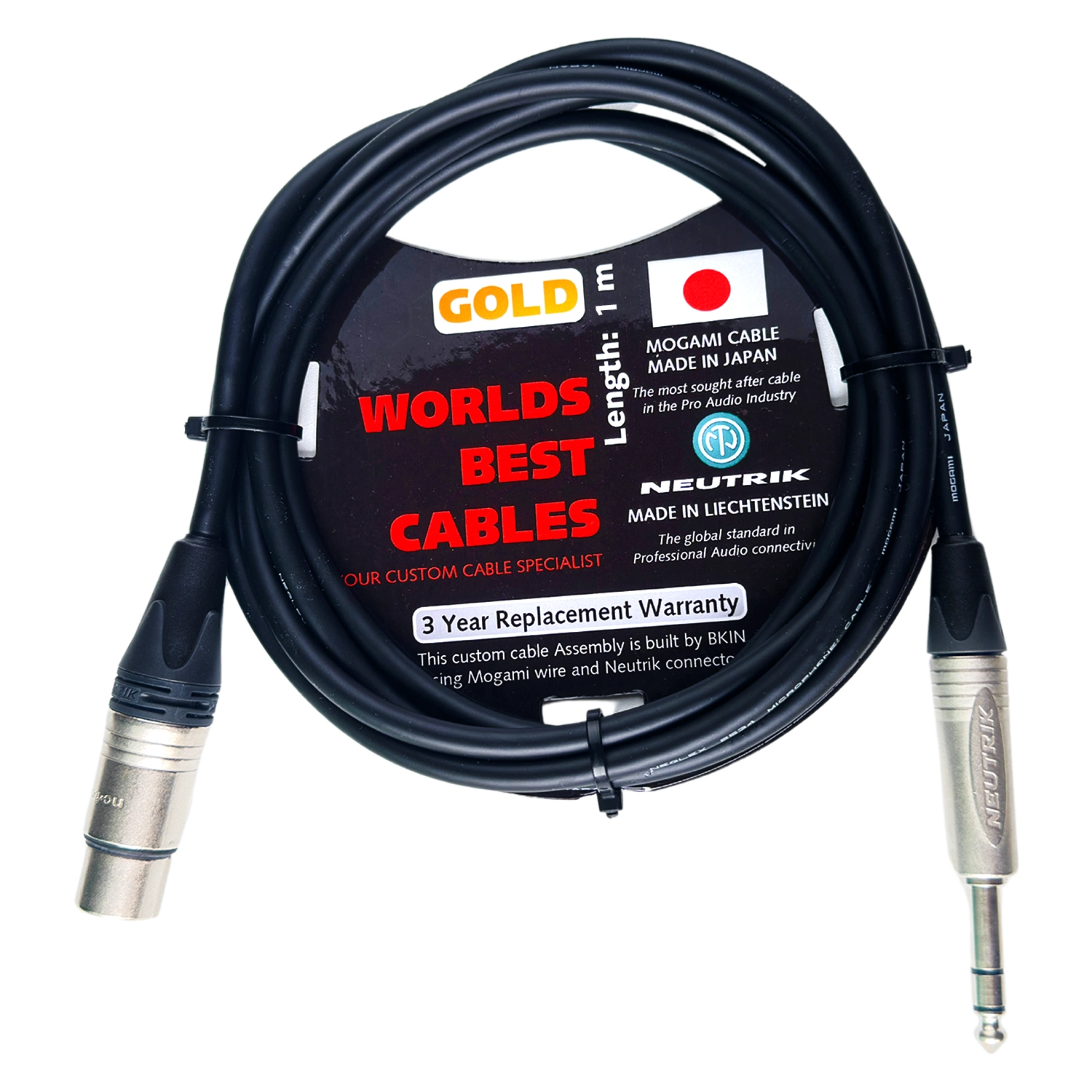 Dây Mogami 2534 Neutrik XLR-6Ly 1/4" TRS 1 Mét