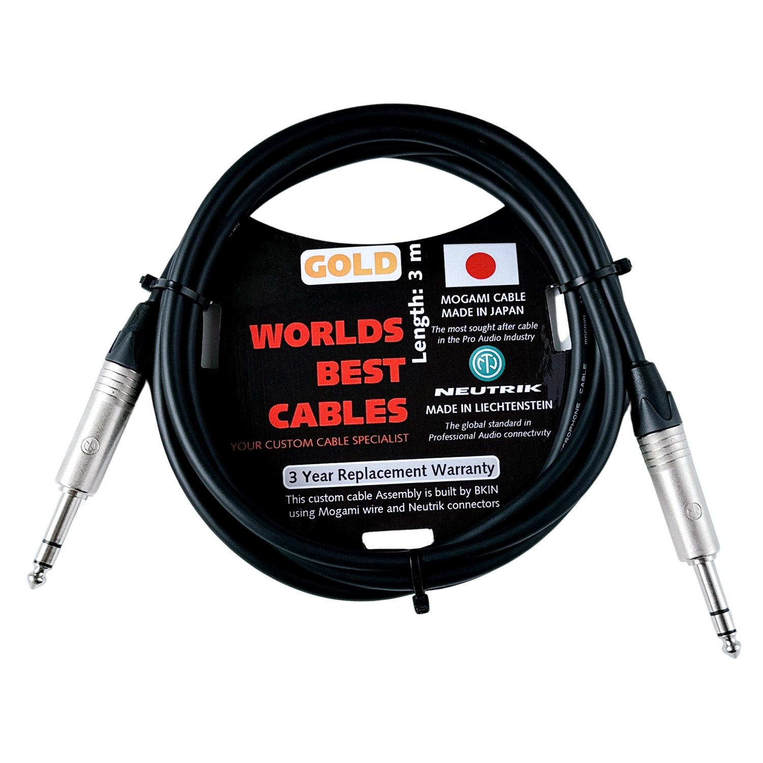 Dây Mogami 2534 Neutrik 6Ly - 6ly Stereo 1/4 TRS 3 Mét