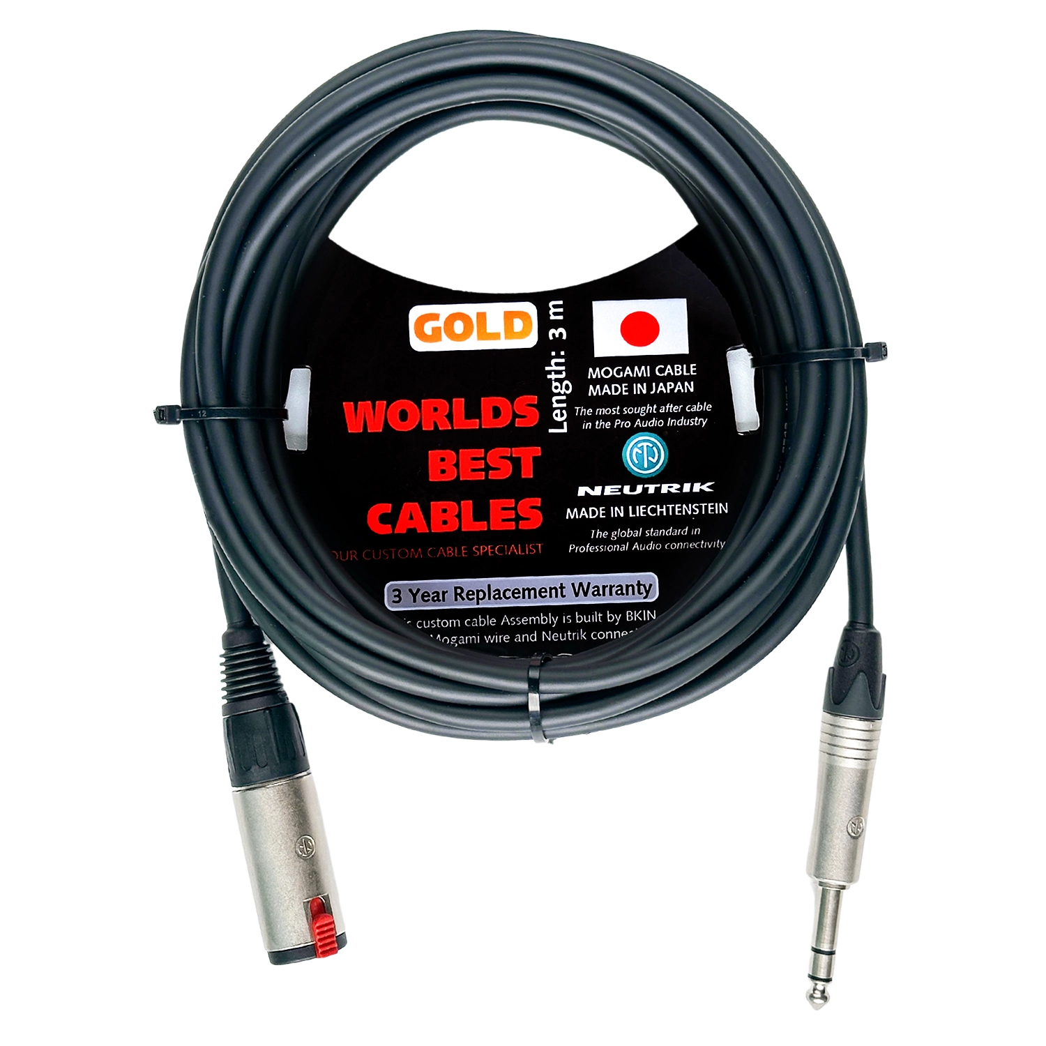 Dây Nối Dài Tai Nghe Mogami đầu Neutrik - 3 mét Cao Cấp