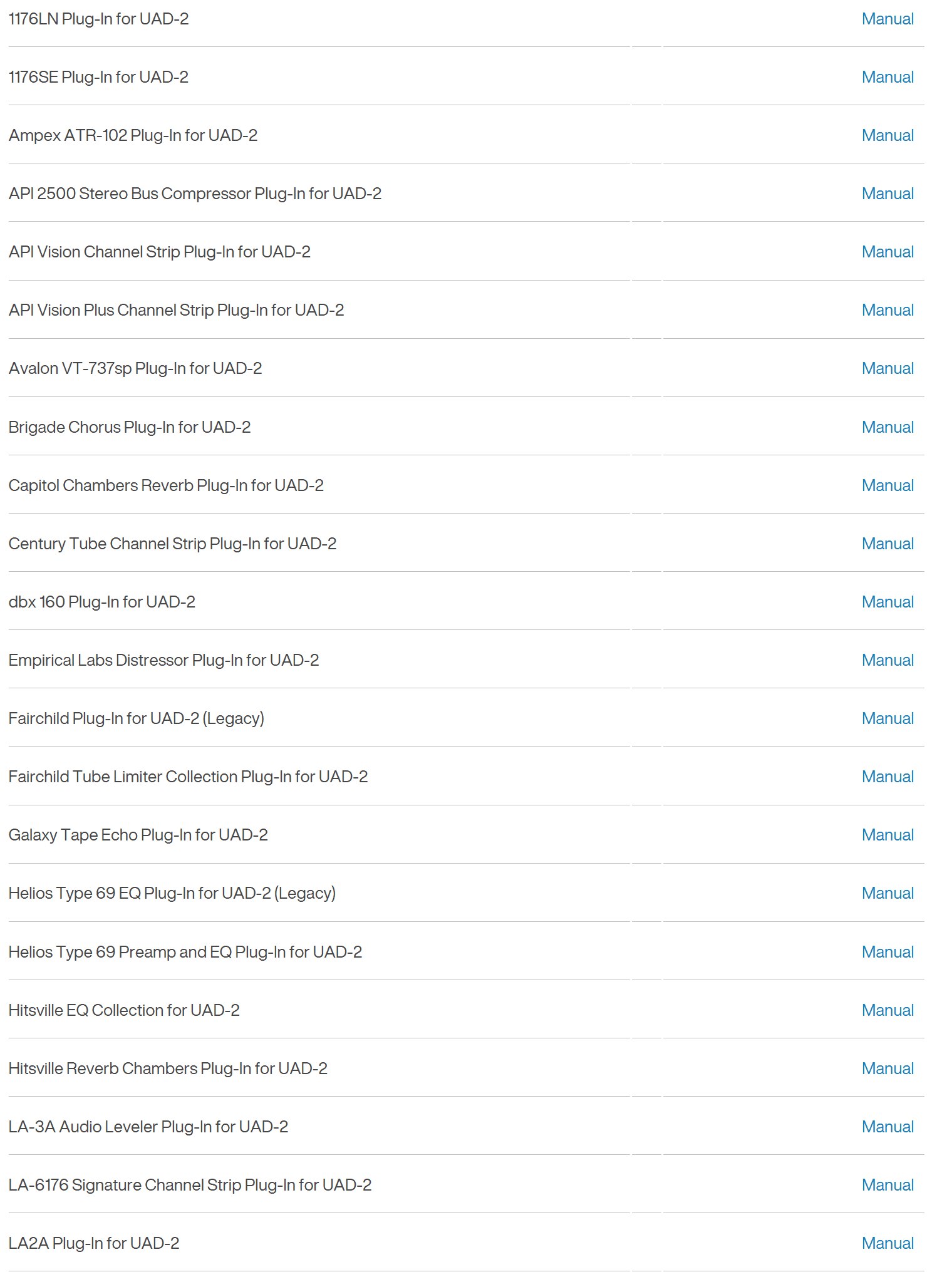 Danh sach plugin uad 55 1